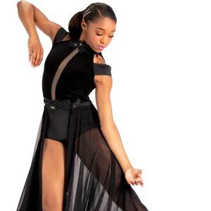 Black Velvet / Chiffon Contemporary Costume Dress ( NEW)